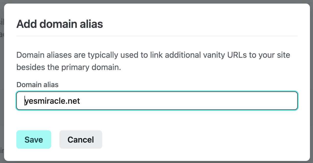 社区教程作者在 Netlify 添加域名别名的真实截图
