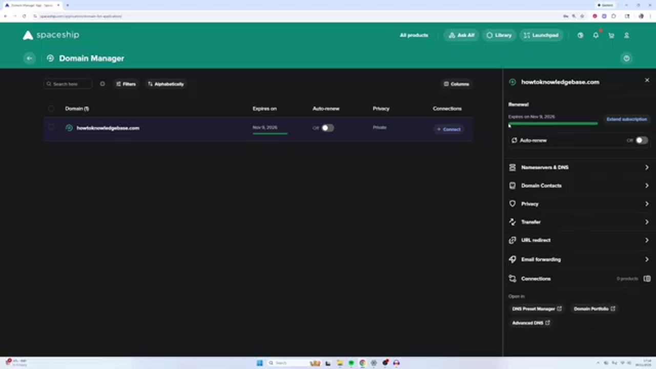 创作者实际录屏里 Spaceship Domain Manager 的截图
